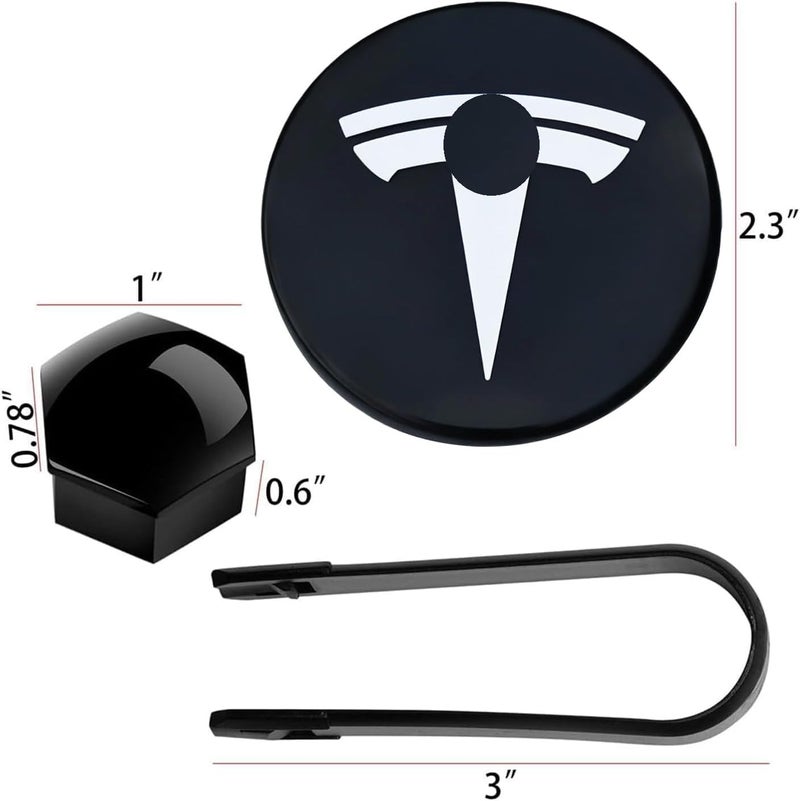 Tesheer Wheel Center Hub Cap Kit with Tesla Emble Brand Center Caps for Model 3 Model Y with 20 Lug Nut Covers (4PCS) (White) - Image 3